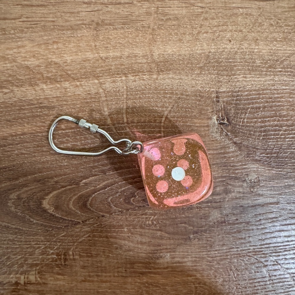 Pink Glitter Dice Keychain​​​​